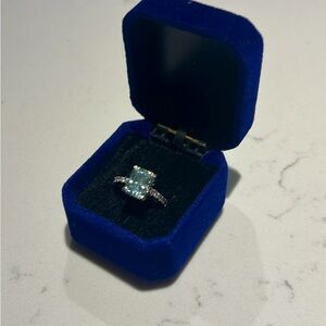 Radiant Cut Green Moissanite Ring